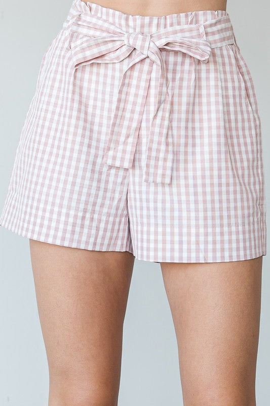 Striped Ribbon Shorts - Vintage Rose