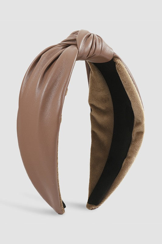 Soft Vegan Leather TopKnot Headband