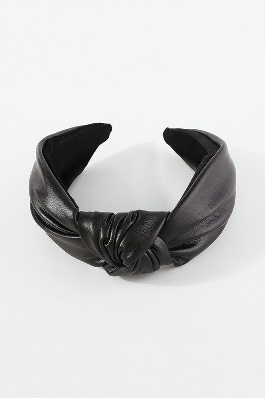 Soft Vegan Leather TopKnot Headband