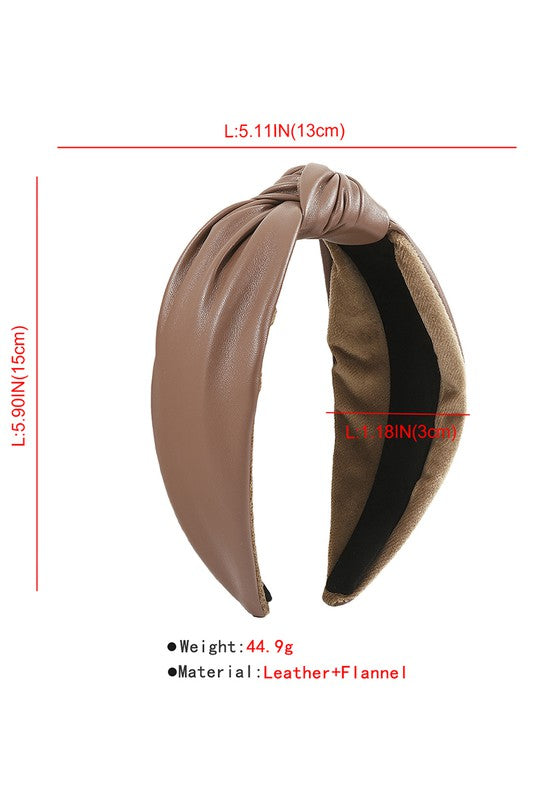 Soft Vegan Leather TopKnot Headband