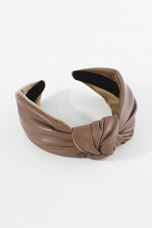 Soft Vegan Leather TopKnot Headband