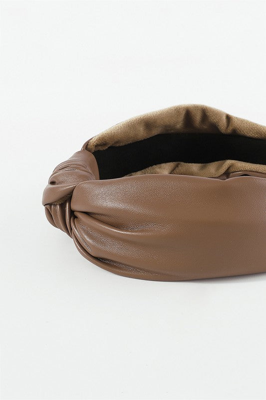 Soft Vegan Leather TopKnot Headband