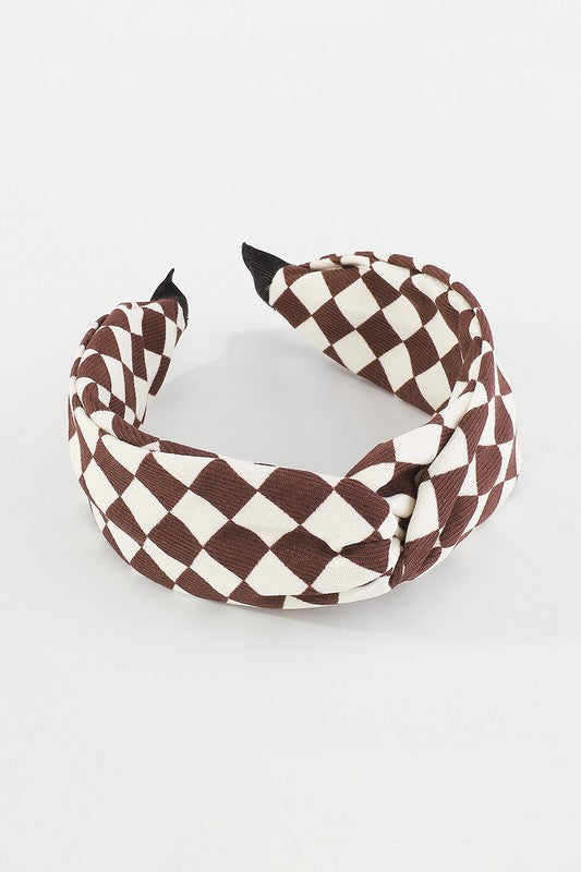 Vintage Checkered Cross Knot Headband