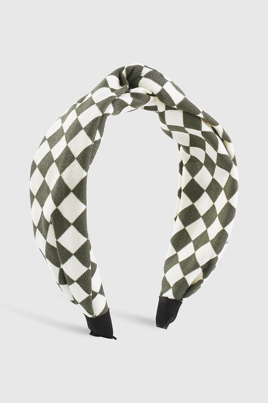 Vintage Checkered Cross Knot Headband