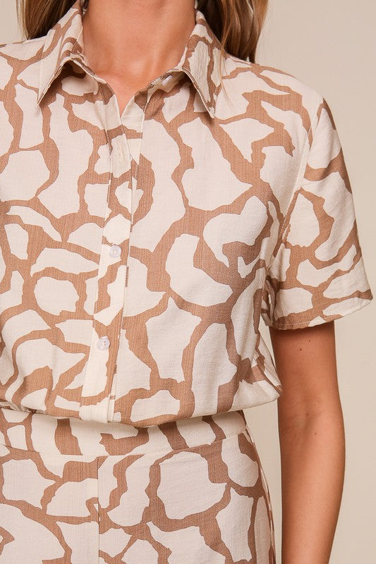 Geometric print night out jumpsuit - Taupe