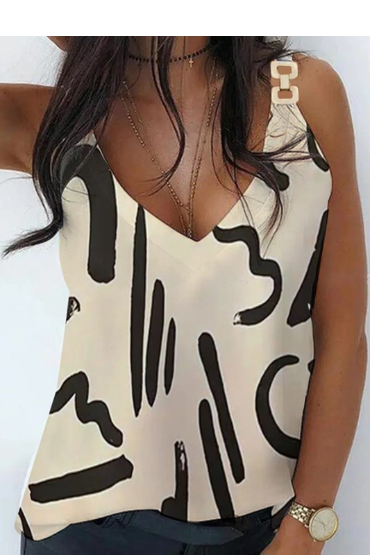 Women Printed Tank Top - Apricot