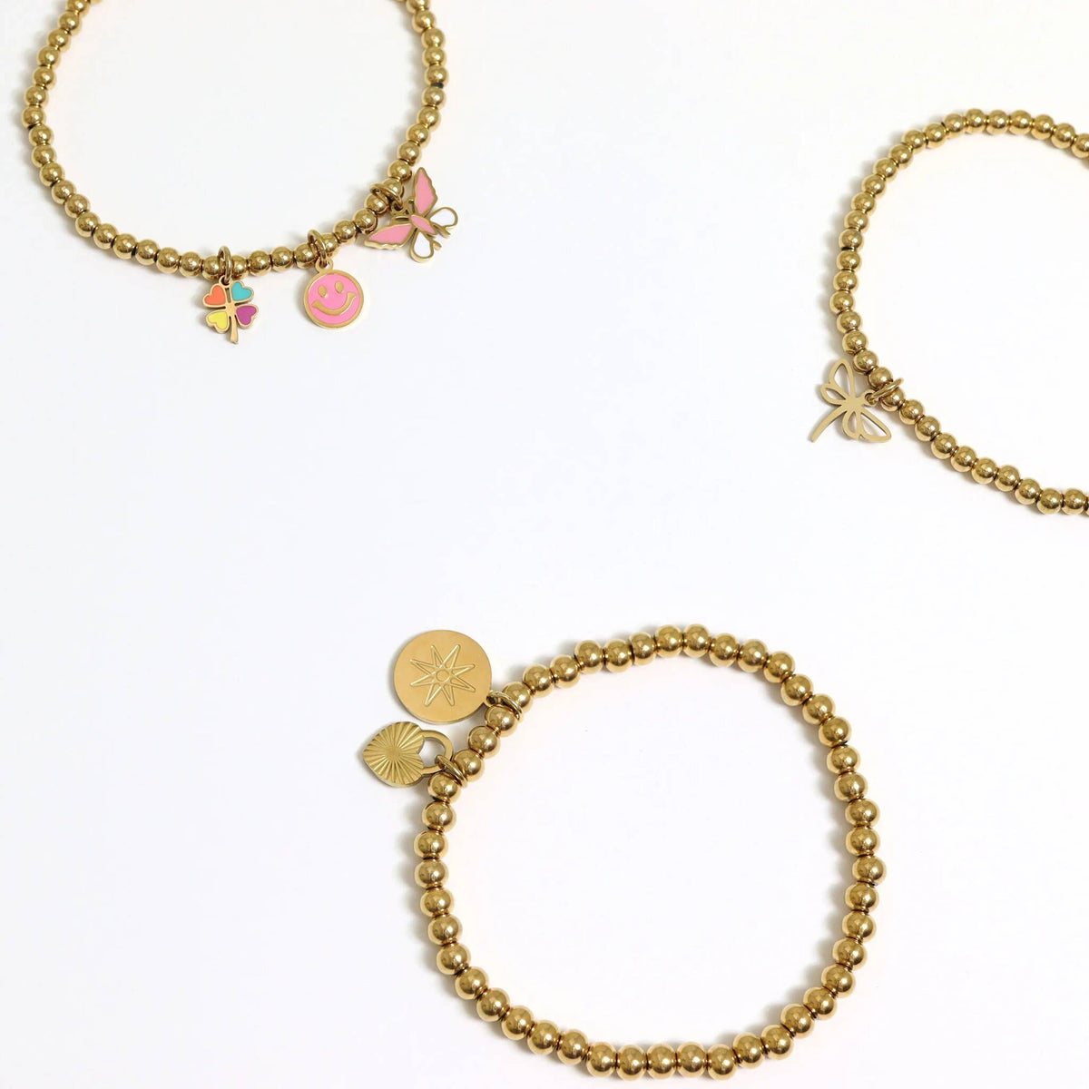 4mm & 5mm Gold Beaded Stretch Bracelet