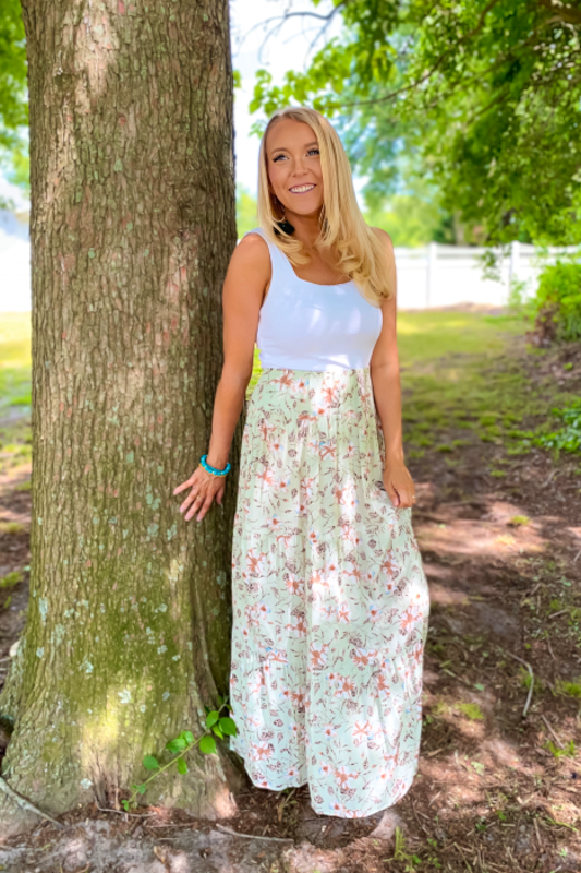 Flower high waisted maxi skirt clearance