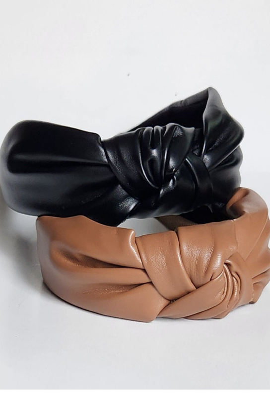 Soft Vegan Leather TopKnot Headband