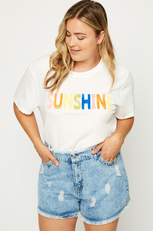 Curvy Distressed Acid Wash Denim Shorts - Denim