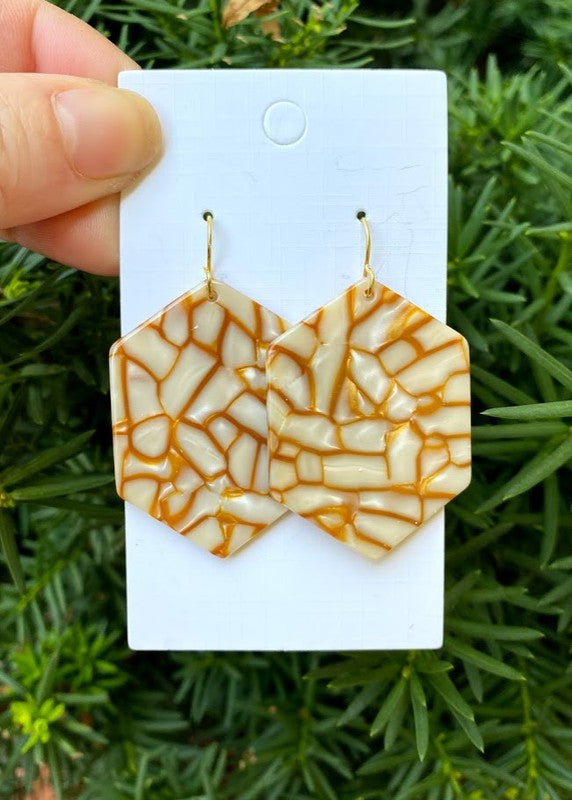 Butterscotch Hex Acrylic Earrings