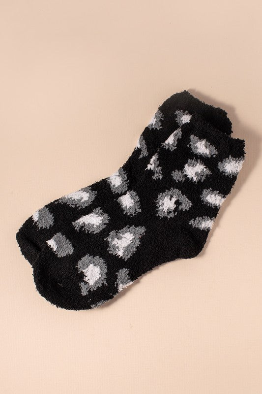 Animal Print Sleep Socks - Black