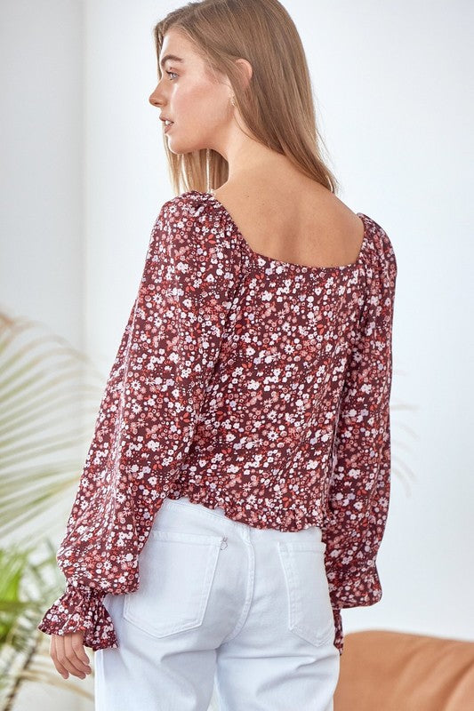 Print Top - Maroon