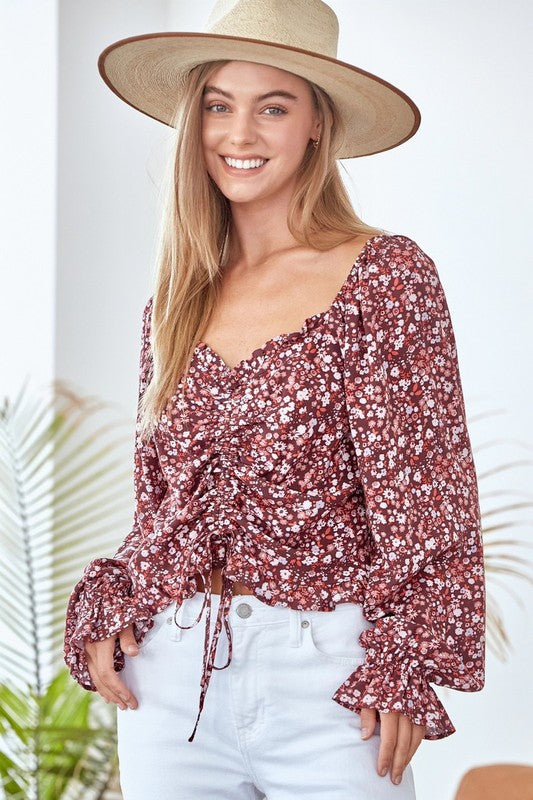 Print Top - Maroon