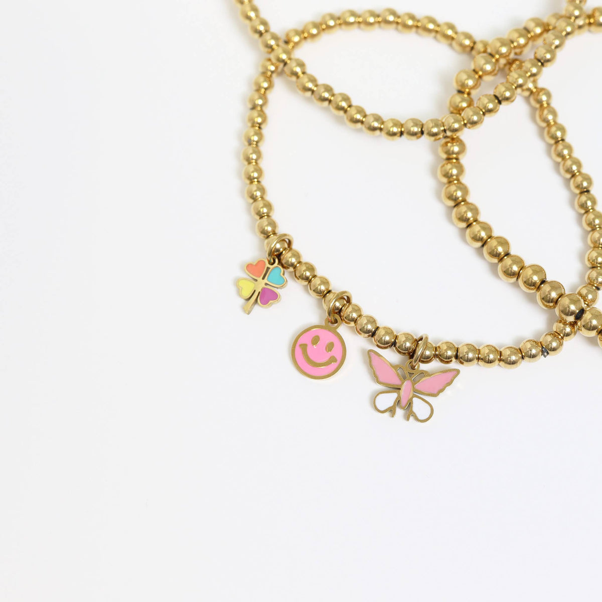 4mm & 5mm Gold Beaded Stretch Bracelet