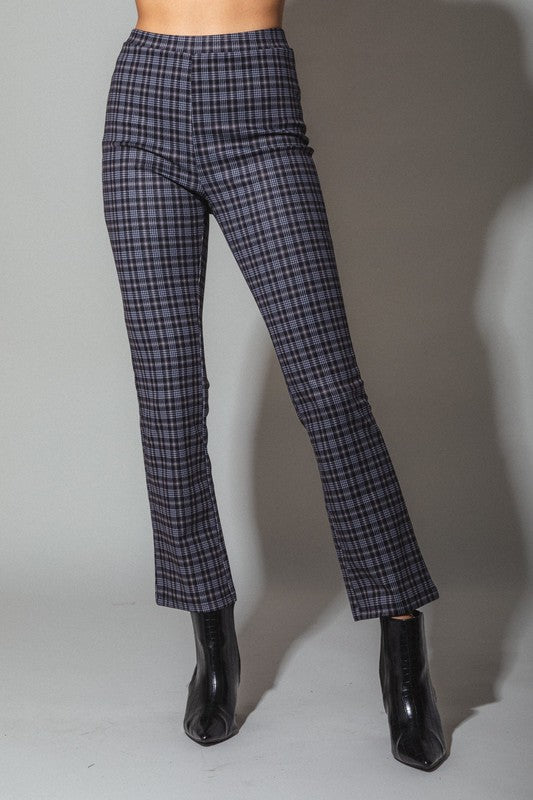 Printed leggings fit pants - Black plaid