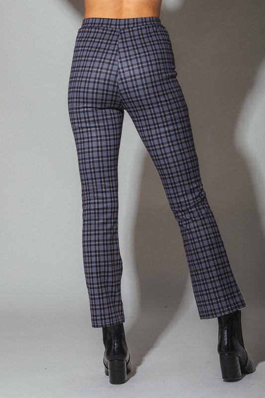 Printed leggings fit pants - Black plaid