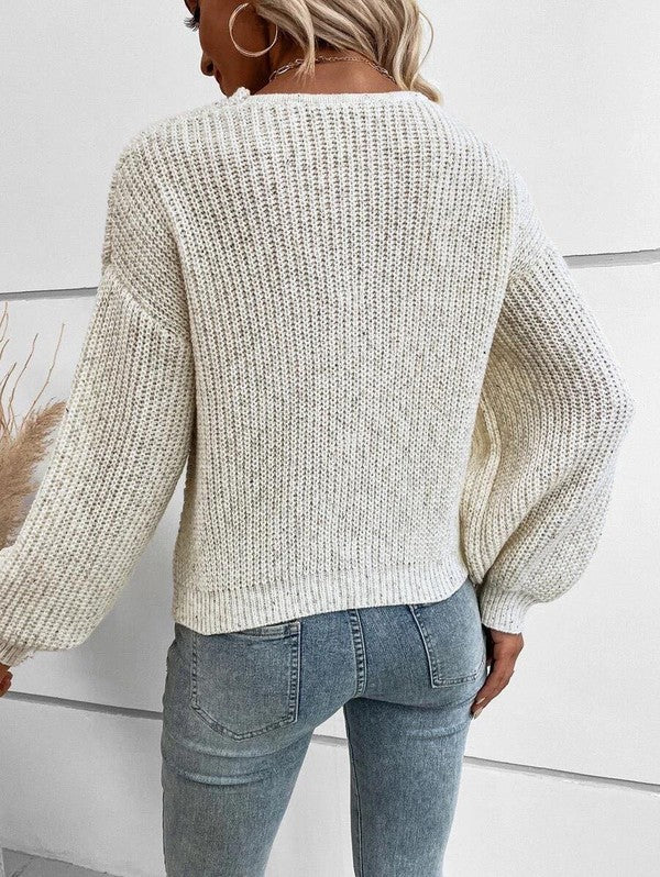 Wrap Cross Sweater - Cream