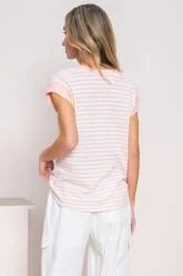 Striped Short Sleeve Top - Pink