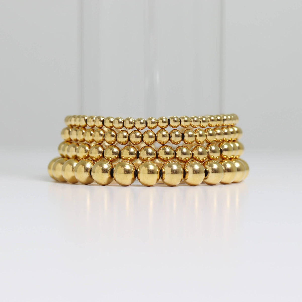 4mm & 5mm Gold Beaded Stretch Bracelet