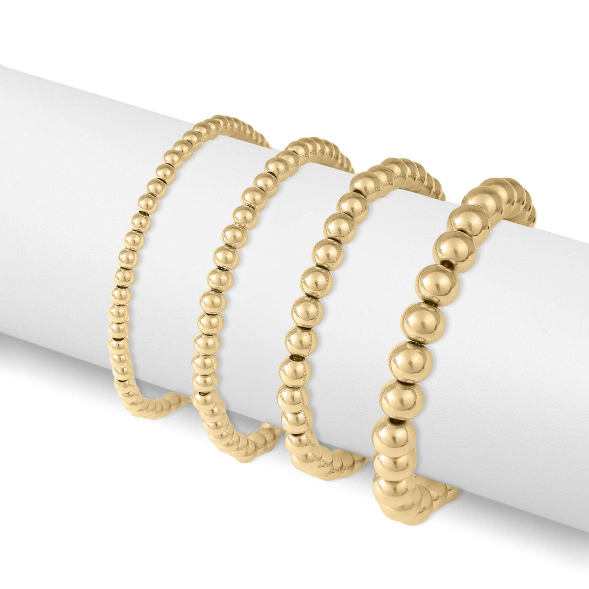 4mm & 5mm Gold Beaded Stretch Bracelet