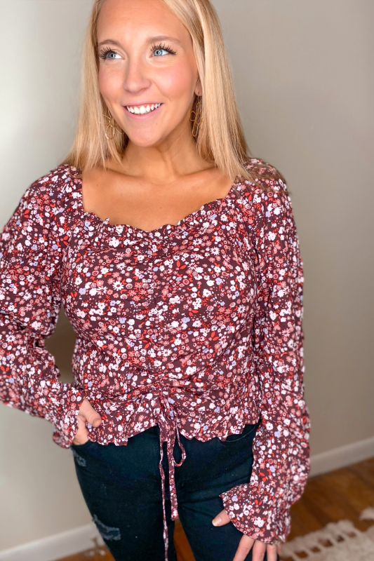 Print Top - Maroon