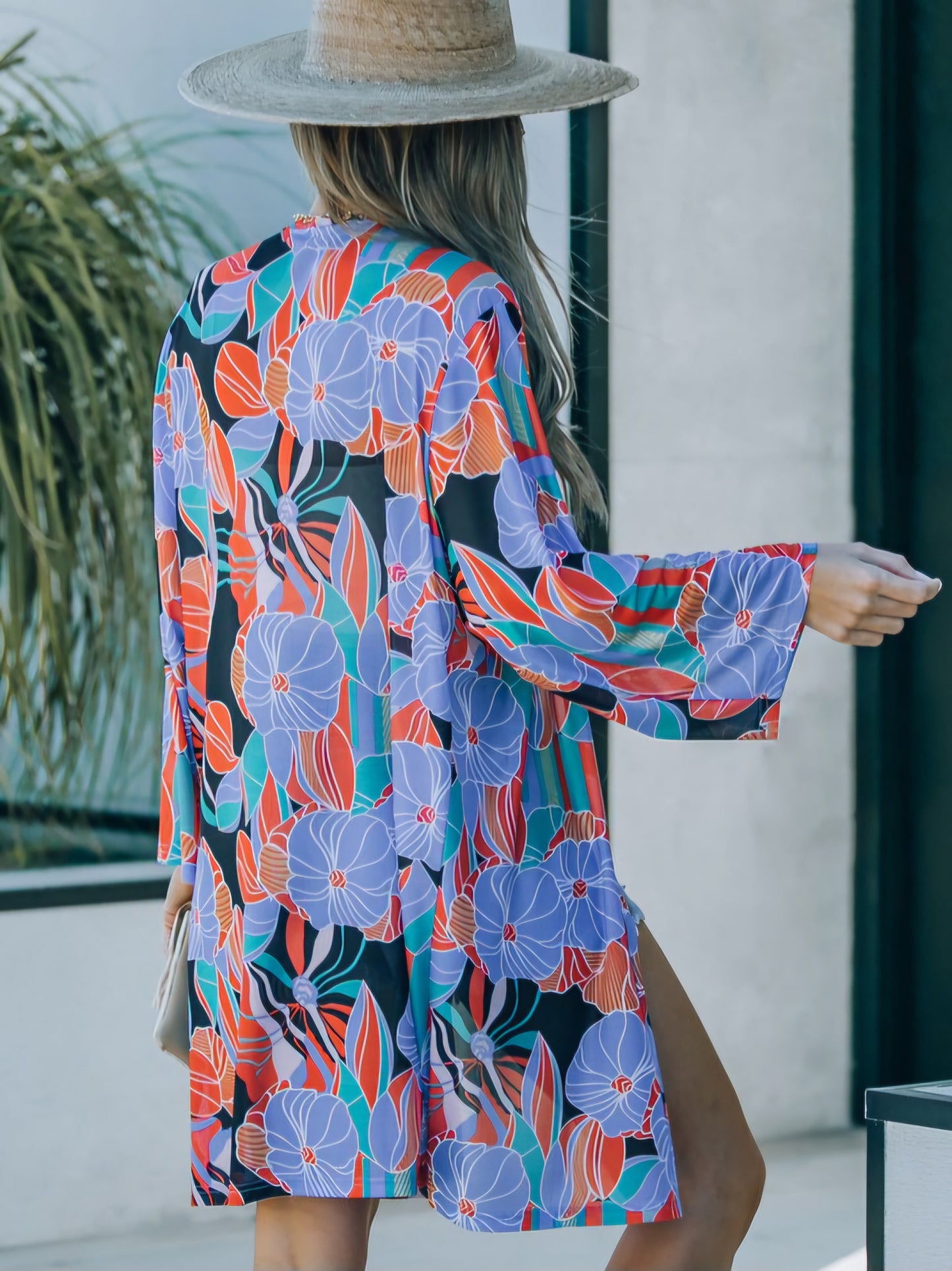 FLORAL SHADY OPEN KIMONO - Floral