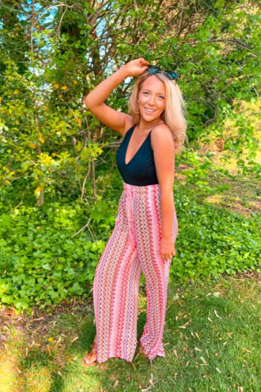 Multi Color Crochet Cover Up Pants - Coral
