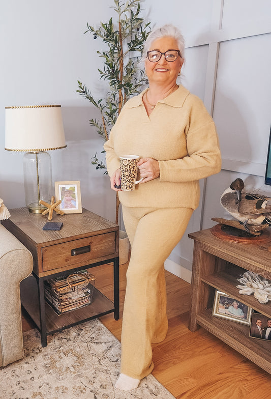 Sweater Pants Set - Beige
